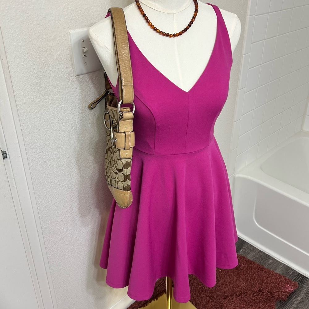 Lulus pink fuchsia babydoll flowy tank top cocktail party dress basic valentines